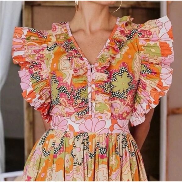 CeliaB Floral Lirio Flutter Sleeve Mini Dress Size XS - Picture 3 of 13